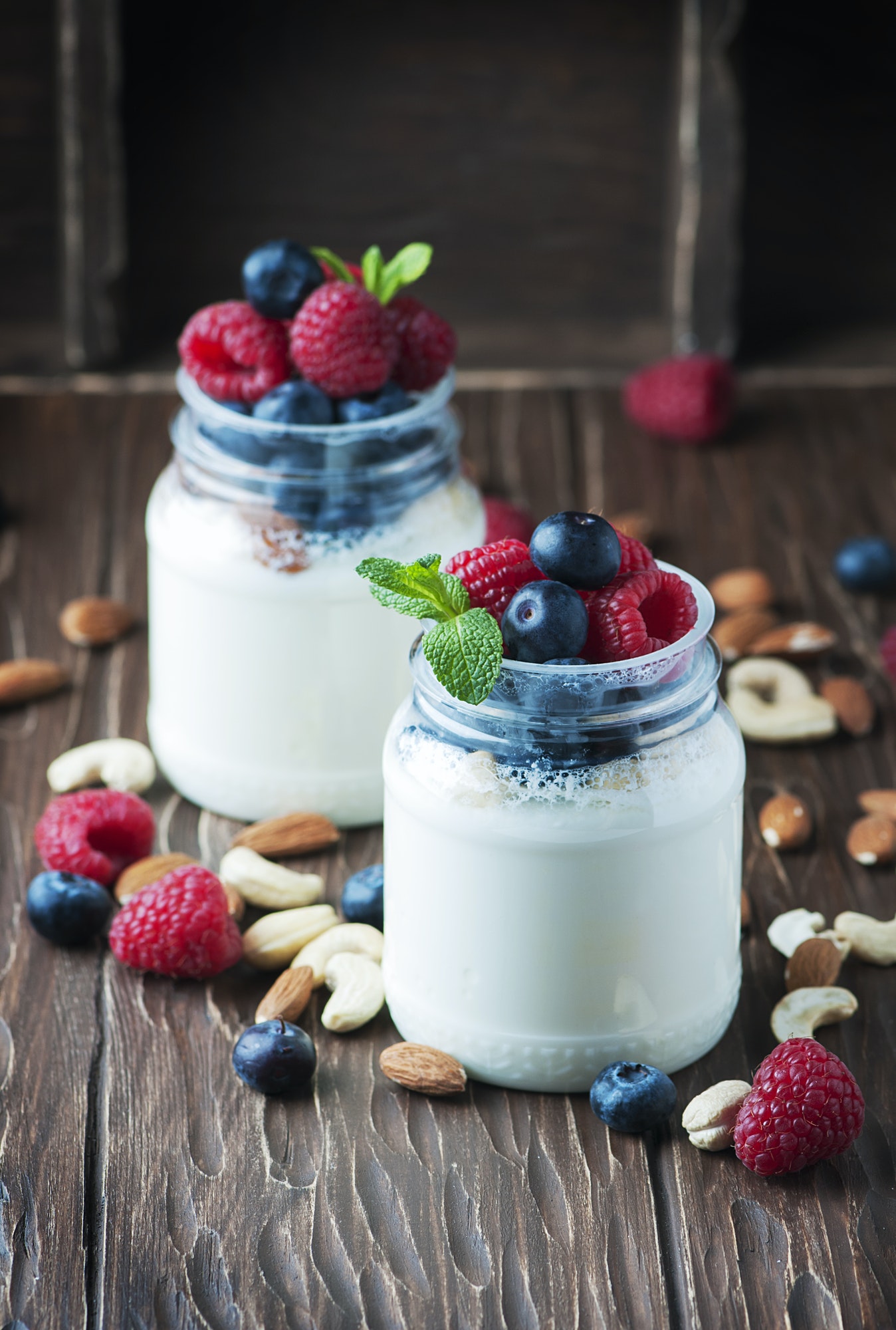 Healthy yogurt with belly and nuts Healthy yogurt with belly and nuts